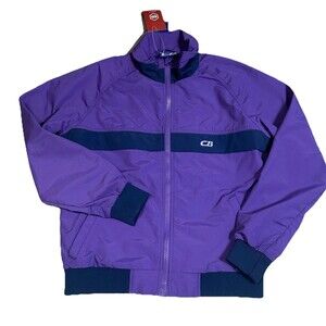 Vintage CB Sports Purple & Green Nylon Windbreaker 90s Zip Jacket Womens Small